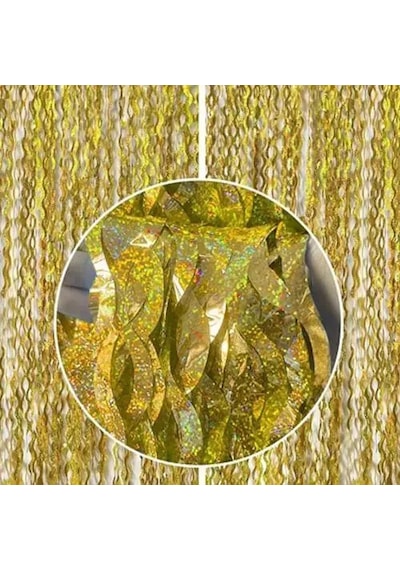 Metalize Dalgalı Hologramlı Gold Arka Fon Süs 100x200 Cm Tüm Yaşlar