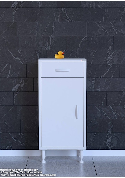 Eliusta Fre 35 Cm Çok Amaçlı Dolap 1 Raflı Tek Çekmeceli Banyo Mutfak Dolabı 35x88x32,5 Cm Organizer Dolap Beyaz