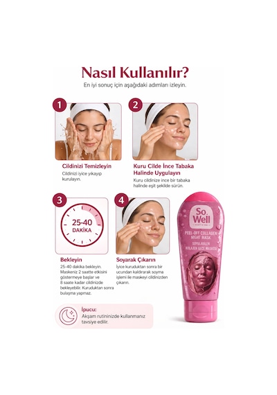 So Well Kolajen Gece Mask Soyulabilen Maske 100 Ml 2 Adet