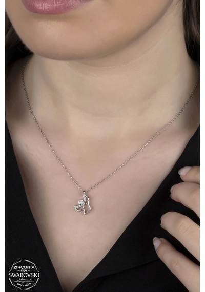 Union Swarovski Zirconia Kadın Melek Gümüş Kolye (550094479)