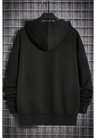 Whatever Baskılı Oversize Sweatshirt Siyah