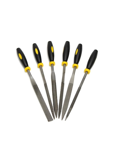 Mini Eğe Seti Çelik Törpü Takımı 6 Parça Ahşap Set Üçgen Kare Düz Yuvarlak Çok Amaçlı Hobi Set