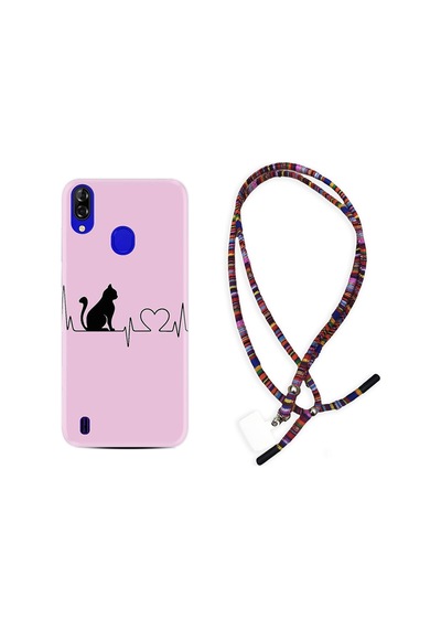 Reeder P13 Blue Plus Kılıf Rasta Boyun Askılı Pink Cat Heart 1303