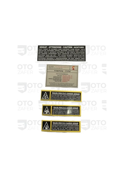 Tofaş Fiat Tempra Tipo Motor Etiket Takımı 5'Li Set Sticker