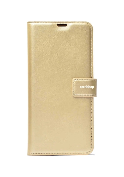 Tecno Camon 40 Pro Kartlık Bölmeli Deri Kapaklı Standlı Kılıf Gold