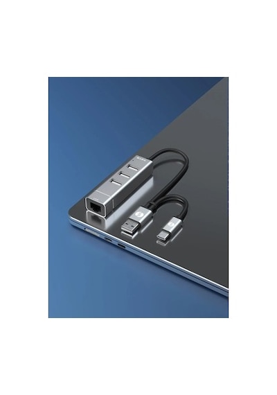 Type-c'den 3 Port Usb3.0 Ethernet Dönüştürücü