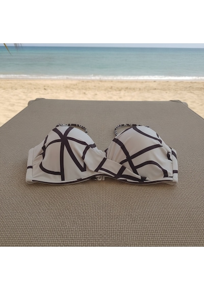 Bonbon Kadın Plaj Giyim Ekru Renk Takma Çıkma Askılı Bikini Üst Bb2557