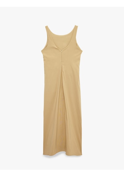 Koton Drape Detaylı Yırtmaçlı Yuvarlak Yaka Kolsuz Midi Boy Bodycon Elbise Vizon 6sak80025ew Koton Drape Detaylı Yırtmaçlı Yuvarlak Yaka Kolsuz Midi Boy Bodycon Elbise Vizon 6sak80025ew