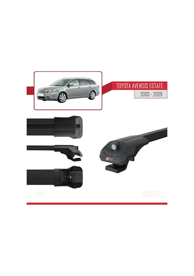 Toyota Avensis Sw 2003-2009 Arası Ile Uyumlu Ace-1 Ara Atkı Tavan Barı Siyah