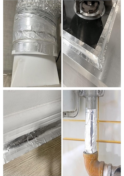 Alüminyum Bant 10 Metre 2 Paket Aliminyum Folyo Yapışkanlı Band Aspiratör Soba Borusu Tamir Sıcaklığa Dayanıklı Yanmaz