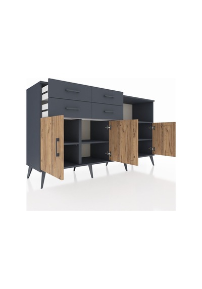 Kronos Konsol 4 Raflı 4 Çekmeceli 4 Kapaklı 176x59x99 Antrasit-ça Antrasit-çam/antrasit Kronos Konsol 4 Raflı 4 Çekmeceli 4 Kapaklı 176x59x99 Antrasit-ça Antrasit-çam/antrasit
