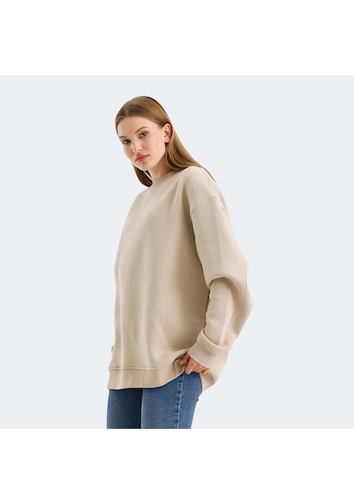 Slazenger VADIM Oversize Kadın Oversıze Bej Sweatshirt