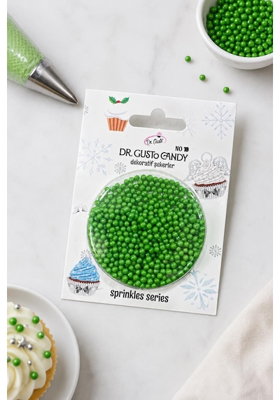 Dr. Gusto 2 Mm Yeşil Boncuk Pasta Süsleme Şekeri