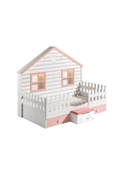 Meltem Kids Küçük Ev Çocuk Odası Montessori Karyola Pembe 100 x 200 CM Pembe