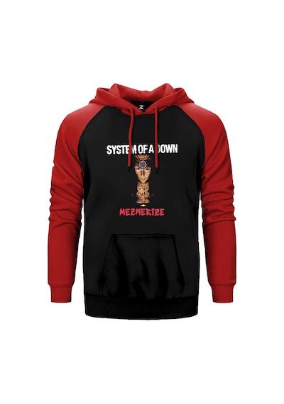 System Of A Down Mezmerize Kırmızı Renk Reglan Kol Kapşonlu Sweatshirt Kırmızı
