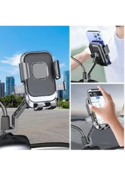 Motorsiklet - Bisiklet Telefon Tutucu Ayna Bağlantılı