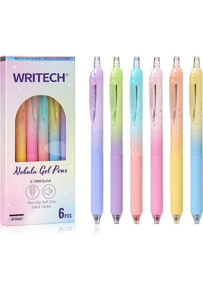 Wrıtech W-0163 Soft Grıp Nebula Sarı/mavi Gövde Mavi Jel Kalem - 12'li Kutu Ahşap
