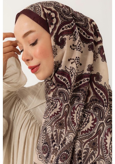 Mimiyum Soft Şal Klasik Etnik Desen Bordo