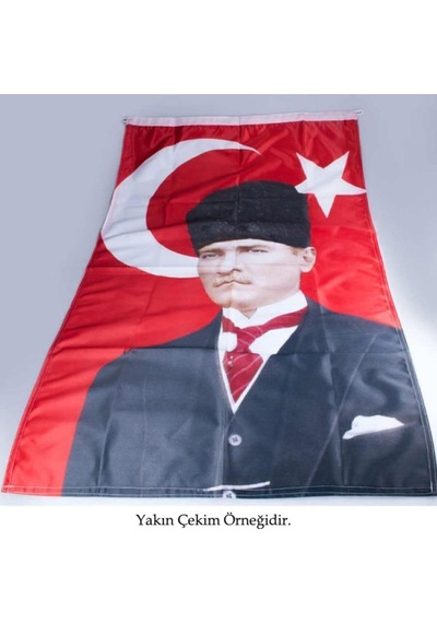 Asilmeydan Türk Bayrağı Kalpaklı Atatürk Fotoğraflı Türkiye Bayrağı 70x105 Cm Sku: Smg8690010195500