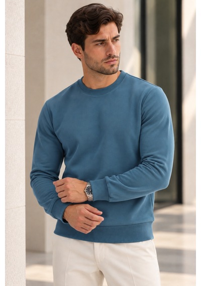 Polo State Erkek 2 Li Set Bisiklet Yaka Basic Sweatshirt Mavi & Sarı