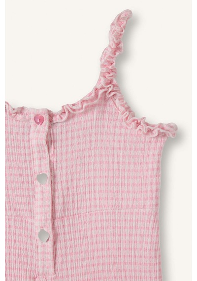 Defacto Askılı Kırışık Dokulu Kısa Tulum Kız Bebek H4273a526smpn171 Pembe-pn171