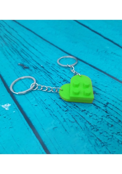 Seninle Anlam Bulurum Lego Dizayn Kalp Anahtarlık 2'li Yeşil Renk Çok Renkli