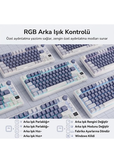 Royal Kludge Rk M75 Tri-mode Oled Screen %75 Mekanik Oyuncu Klavyesi
