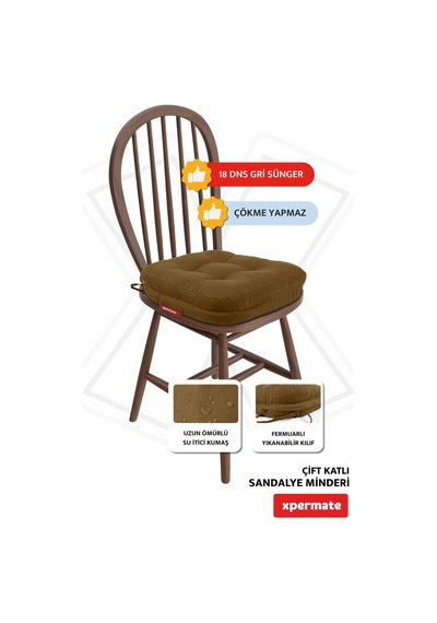 Sandalye Minderi 4'lü Set 42x42x8 Cm Kalın Çift Kat Pofidik Minder Yıkanabilir Fermuarlı Su Ve Yağ İtici Kahveren Çok Renkli