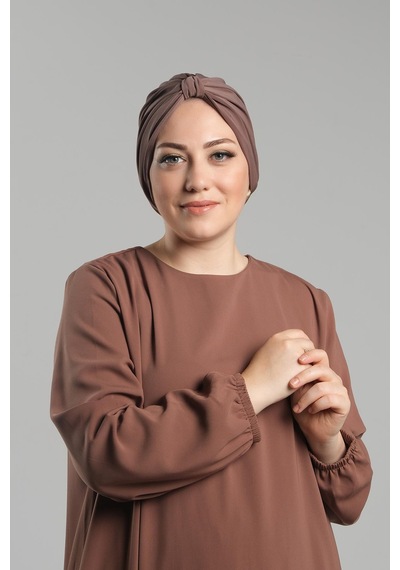 Hürrem Bone Vizon Pratik Hazır Geçmeli Tesettür Bone Sandy Pileli Salaş 2121 10 Vizon
