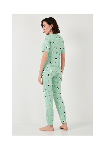 Lela Regular Fit Kısa Kollu Bayan Pijama Takımı 65740104 Mint