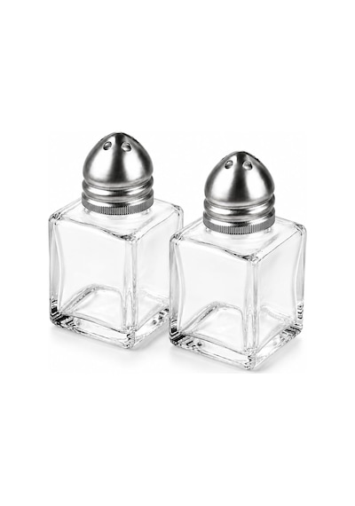 Mini Cam Tuzluk Biberlik Seti Kare Baharatlık Paslanmaz Çelik Kapaklı Şeffaf Cam Sofra Tuzluk Baharat Kabı Modern Dekoratif Tuzluk Biberlik Takımı 2 Çok Renkli