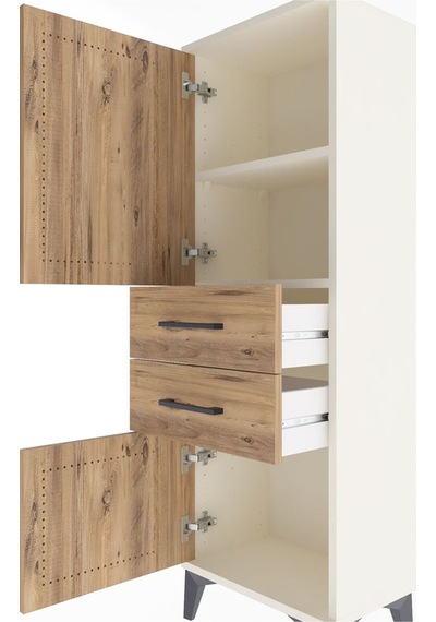 Arges Dolap 2 Raflı 2 Çekmeceli 2 Kapaklı 44x30x134 Aytaşı-çam Aytaşı