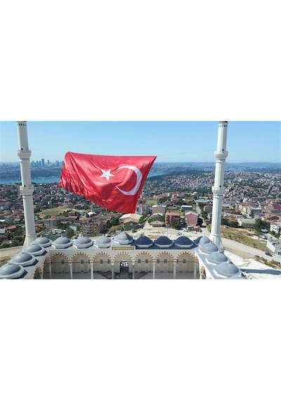 5X7.5 Metre En Alpaka Aplike Kumaş Türk Bayrağı