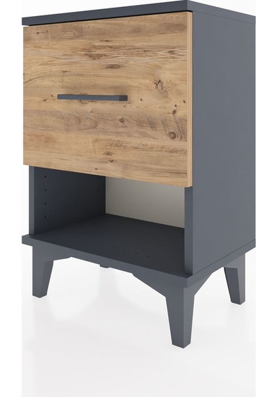 Arges Komodin Tek Çekmeceli 44x30x64 Antrasit-çam Antrasit