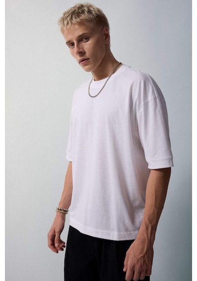 Defacto %100 Pamuk Loose Fit Beyaz Tişört G4728ax26smwt34 Beyaz-wt34