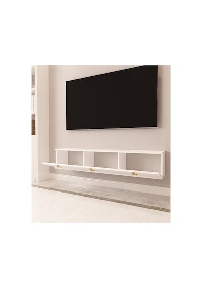 Max 150 Cm Duvara Monte Tv Ünitesi Tv Sehpası Beyaz - Altın Beyaz-beyaz