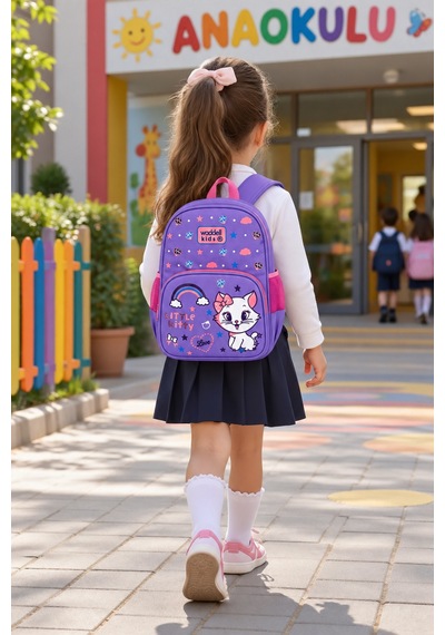 Yavru Kedi Little Kitty Lüks Anaokulu Okul Çantası Çocuk Sırt Çantası Günlük 33 X 23 X 14 Cm Çok Renkli