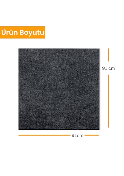 Beylini Su Geçirmez Buzdolabı Matı Kaymaz Taban Antrasit 91x91