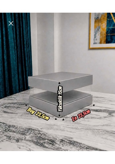 Asetat Gelin&damat Çeyiz Bohça Kutusu Gümüş Yaldız Küçük Boy 1 Adet 23,5 23,5 15cm