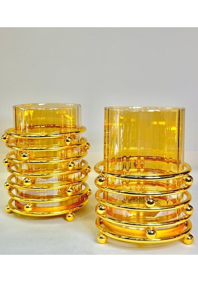 2'li Metal Camlı Mumluk Gaga-039