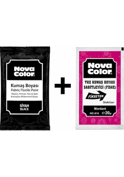 Nova Color Siyah Kumaş Boyası + Sabitleyici