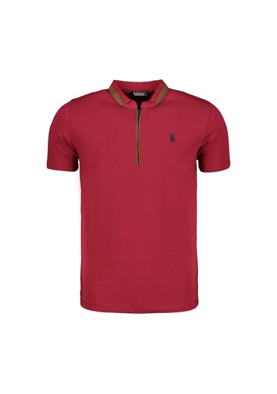 T8571 Dewberry Fermuarlı Erkek T-shırt-koyu Bordo Koyu Bordo
