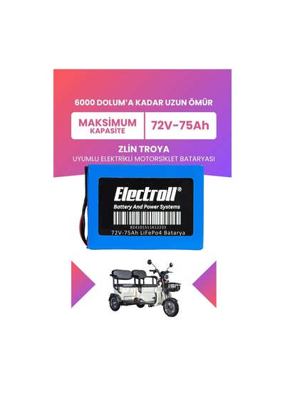 Zlin Troya Batarya Maksimum Kapasite Lifepo4 72v 75ah Elektrikli Motosiklet Bataryası