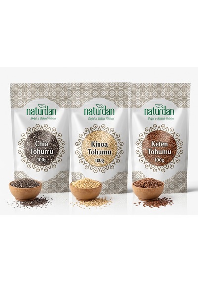 3 Lü Gurme Set : 100 Gr Chia Tohumu + 100 Gr Kinoa Tohumu + 100 Gr Keten Tohumu