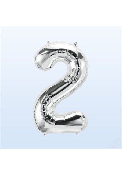 2 Yaş Rakam Gümüş Folyo Balon - 76 Cm