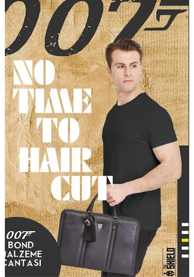 The Barber Shield 007 Bond Berber & Kuaför Malzeme Çantası Kaliteli Suni Deri Siyah