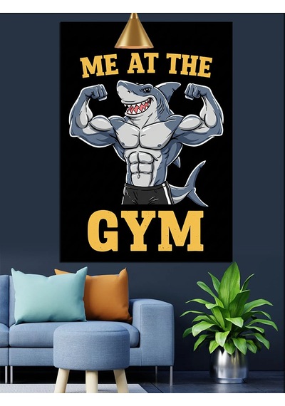 Siyah Beyaz Yazılı Spor Salonu Posteri "me At The Gym" Dekoratif Kanvas - Mdf Ahşap Tablo