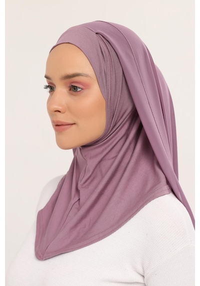 Altobeh Hazır Lüks Pratik Hijablı Şifon Şal Açık Maron