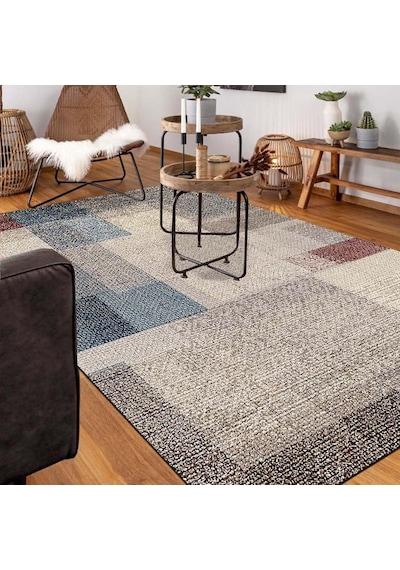 Latte Dizayn Apelia Kadife Pamuk Tabanlı Yıkanabilen Kaydırmaz Antibakteriyel Salon Halısı 160x230 Çok Renkli