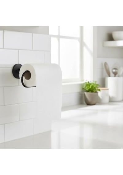 Mat Siyah Kağıt Havluluk Duvara Monte Metal Tuvalet Kağıdı, Kağıt Havlu Askısı 25 Cm, Güçlü Yapışkanlı Duvara Montaj 12 Izgara